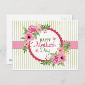 Happy moederdag  flower bouquet lijst briefkaart (Voorkant / Achterkant)