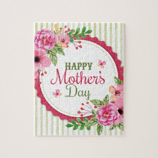 Happy moederdag  flower bouquet lijst legpuzzel (Verticaal)