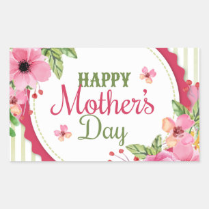 Happy moederdag  flower bouquet lijst rechthoekige sticker