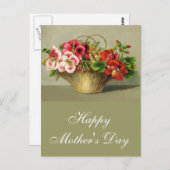 Happy Moederdag Flower mandje Briefkaart (Voorkant / Achterkant)