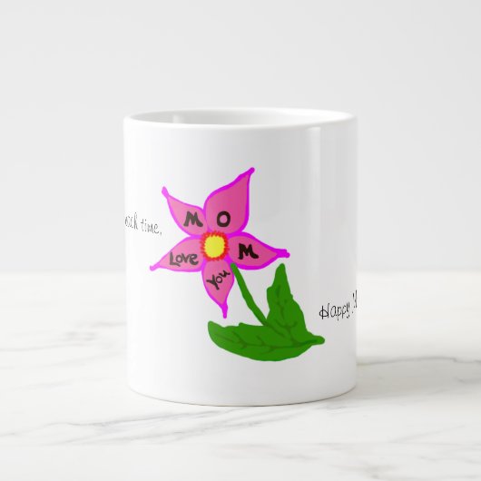 Happy Moederdag Flower Message Grote Koffiekop (Voorkant)