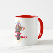 Happy Moederdag  Flowers Black Vase Mok (Voorkant rechts)