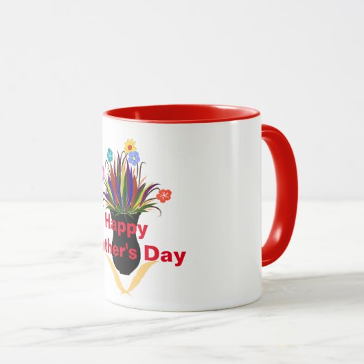 Happy Moederdag  Flowers Black Vase Mok (Voorkant rechts)