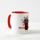 Happy Moederdag  Flowers Black Vase Mok (Voorkant links)