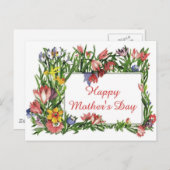 Happy Moederdag Flowers Briefkaart (Voorkant / Achterkant)