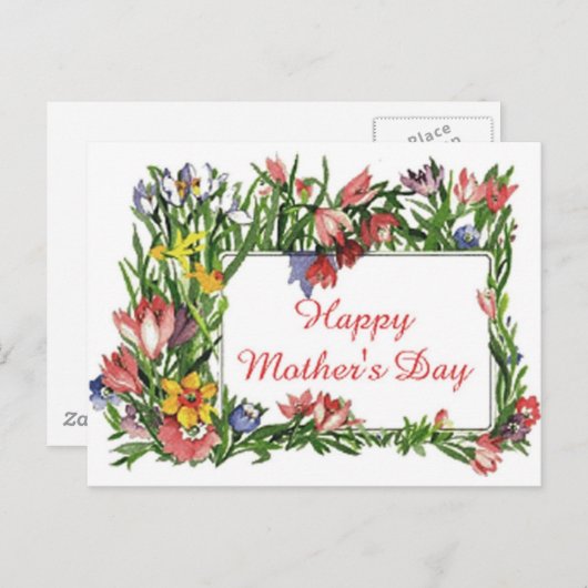 Happy Moederdag Flowers Briefkaart (Voorkant / Achterkant)