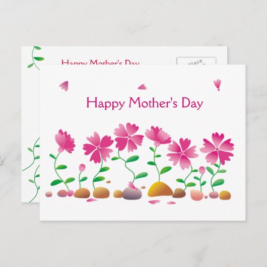 Happy Moederdag Flowers Daisies Pink Briefkaart (Voorkant / Achterkant)