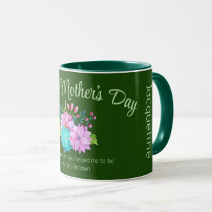 Happy Moederdag Flowers en GROENE TEKST op GROEN Mok