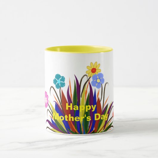 Happy Moederdag Flowers Feathers Mok (Midden)