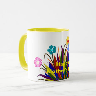 Happy Moederdag  Flowers Feathers Mok