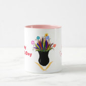 Happy Moederdag Flowers Naam Mok (Midden)