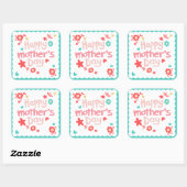 Happy Moederdag Flowers Vierkante Sticker (Vel)