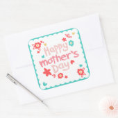Happy Moederdag Flowers Vierkante Sticker (Envelop)