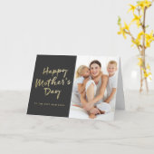Happy Moederdag Folded Photo Card | Zwart Kaart (Gele Bloem)