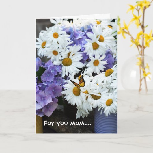 Happy Moederdag Folded Wenskaart Kaart (Gele Bloem)