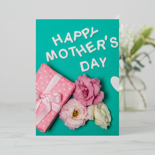 Happy Moederdag Folie Uitnodiging (Staand Voorkant)