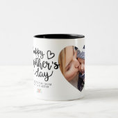 Happy Moederdag Foto Aangepaste tekst Bloemen Tweekleurige Koffiemok (Center)