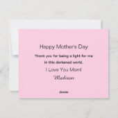 Happy Moederdag Foto van Sunset en Ocean Pink Feestdagenkaart (Achterkant)