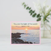 Happy Moederdag Foto van Sunset en Ocean Pink Feestdagenkaart (Staand voorkant)