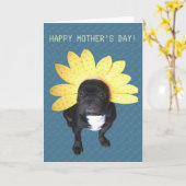 Happy Moederdag Franse Bulldog Flower Kaart (Gele Bloem)