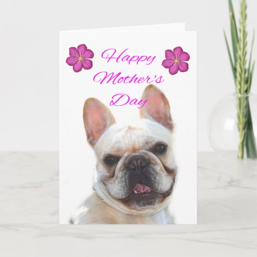 Happy Moederdag French Bulldog Wenskaart Kaart (Voorkant)