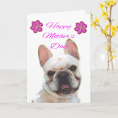 Happy Moederdag French Bulldog Wenskaart Kaart (Gele Bloem)
