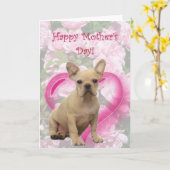 Happy Moederdag French Bulldog wenskaart Kaart (Gele Bloem)