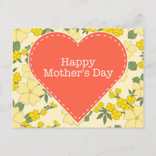 Happy Moederdag geel floral briefkaart
