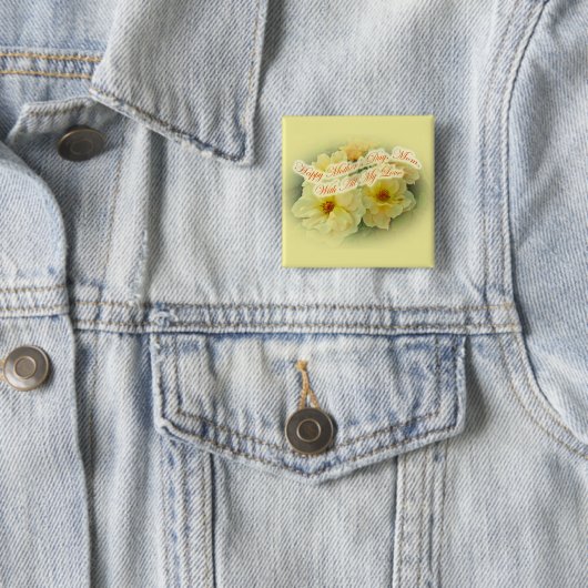 Happy Moederdag - Gele rozen Vierkante Button 5,1 Cm (In situ)