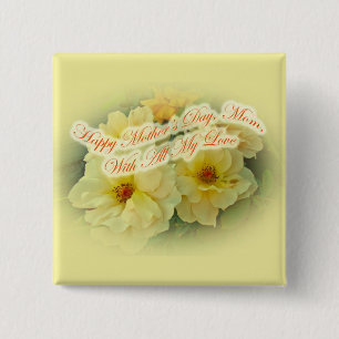 Happy Moederdag - Gele rozen Vierkante Button 5,1 Cm