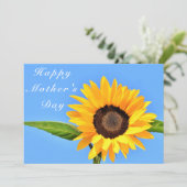 Happy Moederdag - Gele Zonnebloem op Blue Sky Kaart (Staand voorkant)