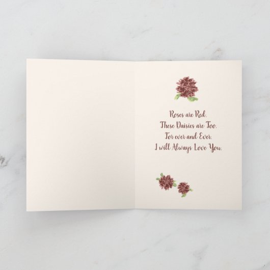 Happy Moederdag Generic - Red Daisies Lijst. Kaart (Binnen)