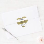 Happy Moederdag Gestreept Goud Wit Zwart Hart Sticker (Envelop)