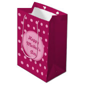 Happy Moederdag Gift Bag (Magenta & Soft Pink) Medium Cadeauzakje (Voorkant Gekanteld)