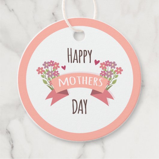 Happy Moederdag Gift Label - Floral Design (Voorkant)