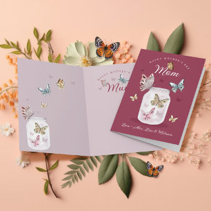 Happy Moederdag Gift Mam Waterverf Vlinders Kaart