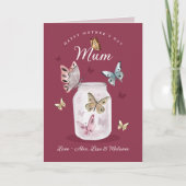 Happy Moederdag Gift Mum Waterverf Vlinders Kaart (Voorkant)