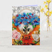 Happy Moederdag Glas in lood Flowers in Vaas C Kaart (Gele Bloem)