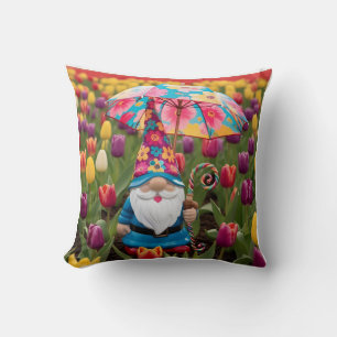 Happy Moederdag: Gnome in Tulip Field Kussen
