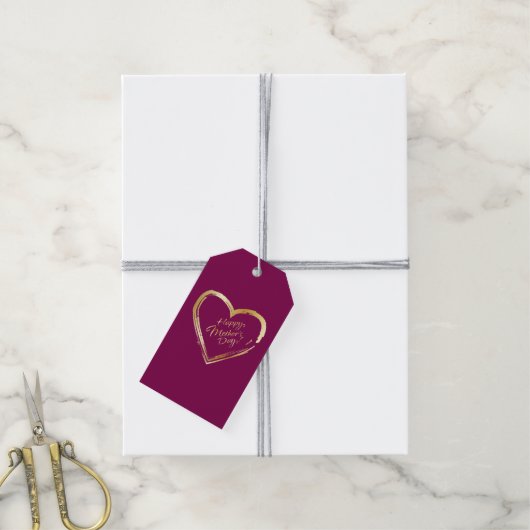 Happy Moederdag Gold Heart Elegant Luxury Cadeaulabel (Met Touw)