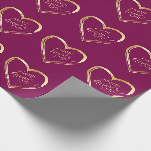 Happy Moederdag Gold Heart Elegant Luxury Cadeaupapier (Hoek)