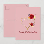 Happy Moederdag Gold Heart en Red Roses Briefkaart (Voorkant / Achterkant)