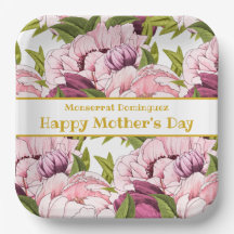 Happy Moederdag Gold Name Pink Peony Floral