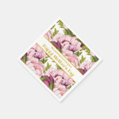 Happy Moederdag Gold Name Pink Peony Floral Servet (Hoek)