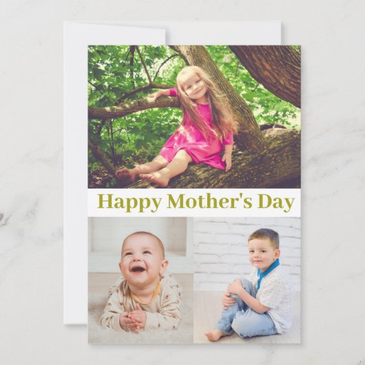 Happy Moederdag Gold Script Photo Collage Card Kaart (Voorkant)