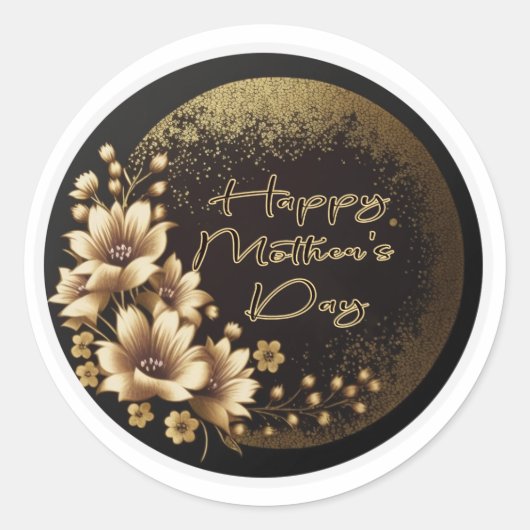 Happy Moederdag - Gold Script-stickers Ronde Sticker (Voorkant)
