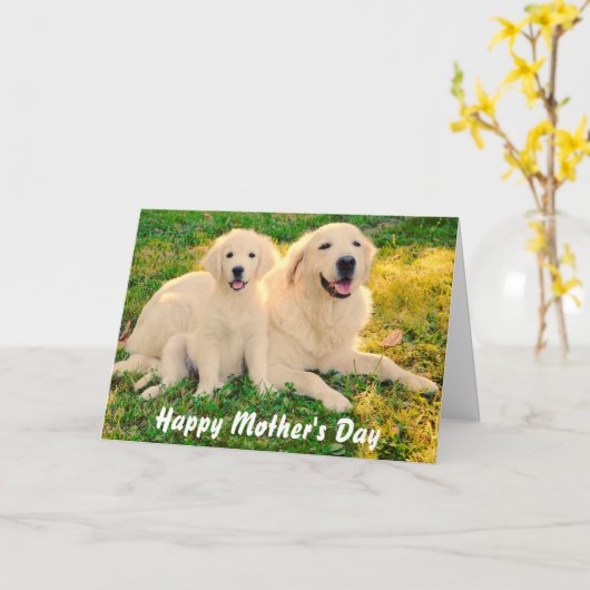Happy Moederdag Golden Retriever Dogs Animal Kaart (Gele Bloem)