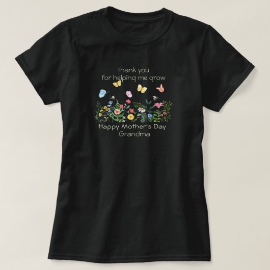 Happy Moederdag Grandma Waterverf Floral T-shirt (Design voorkant)