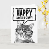 Happy Moederdag grappig kattenaangepast wenskaart Kaart (Gele Bloem)