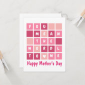 Happy Moederdag grappig Wordle Kaart (Voorkant / Achterkant in situ)